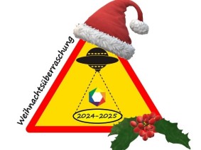 UFO-Logo mit Weihnachtsmütze