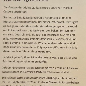 Blick in die Ausstellung - Alpine Quilters - Meine Lieblingsjahreszeit