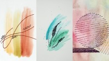 Aquarellfarbe und Handstickerei