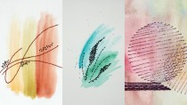Aquarellfarbe und Handstickerei