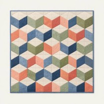 Kleine Patchworkdecke: Gequilteter Wandbehang im Tumbling Blocks Patchworkmuster