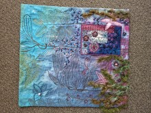 Zuerst eine Karte genäht und dann in einen Quilt integriert